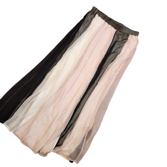 Chelsea & Theodor Pink Black And Ivory Shear Flowy Maxi Skirt Size M - Picture 1 of 3